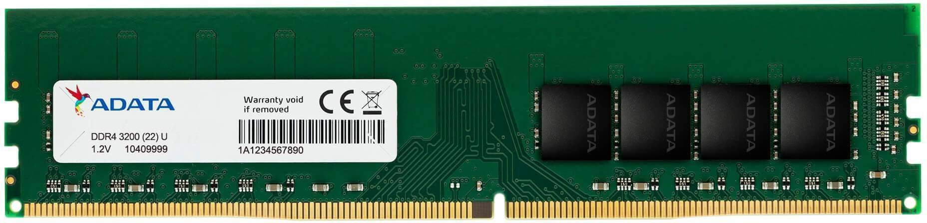 barrette memoire adata ddr4 3200 u dimm 8gb 1024x16 pc bureau ad4u32008g22 sgn
