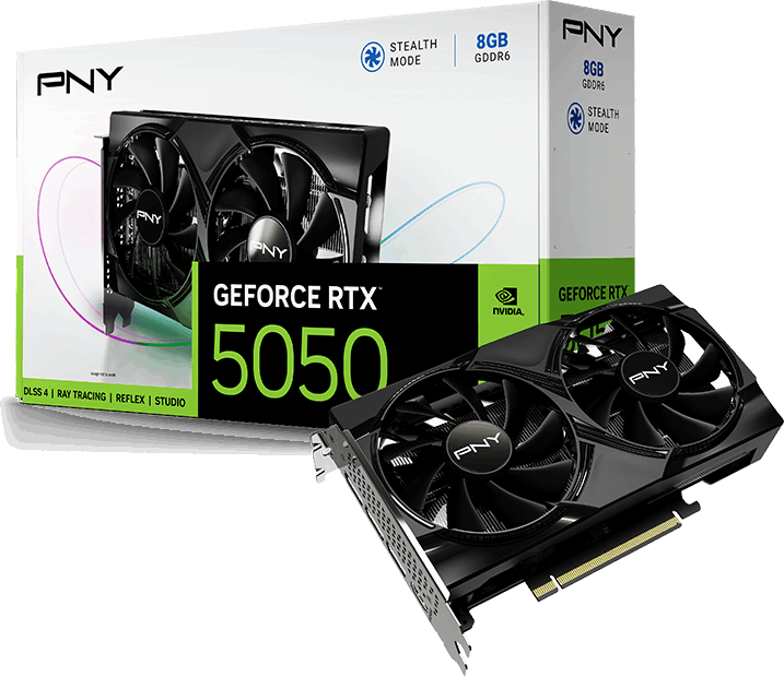 carte graphique a double ventilateur pny geforce rtx 5050 nvidia 8gb pcie 50 vcg50508dfxpb3