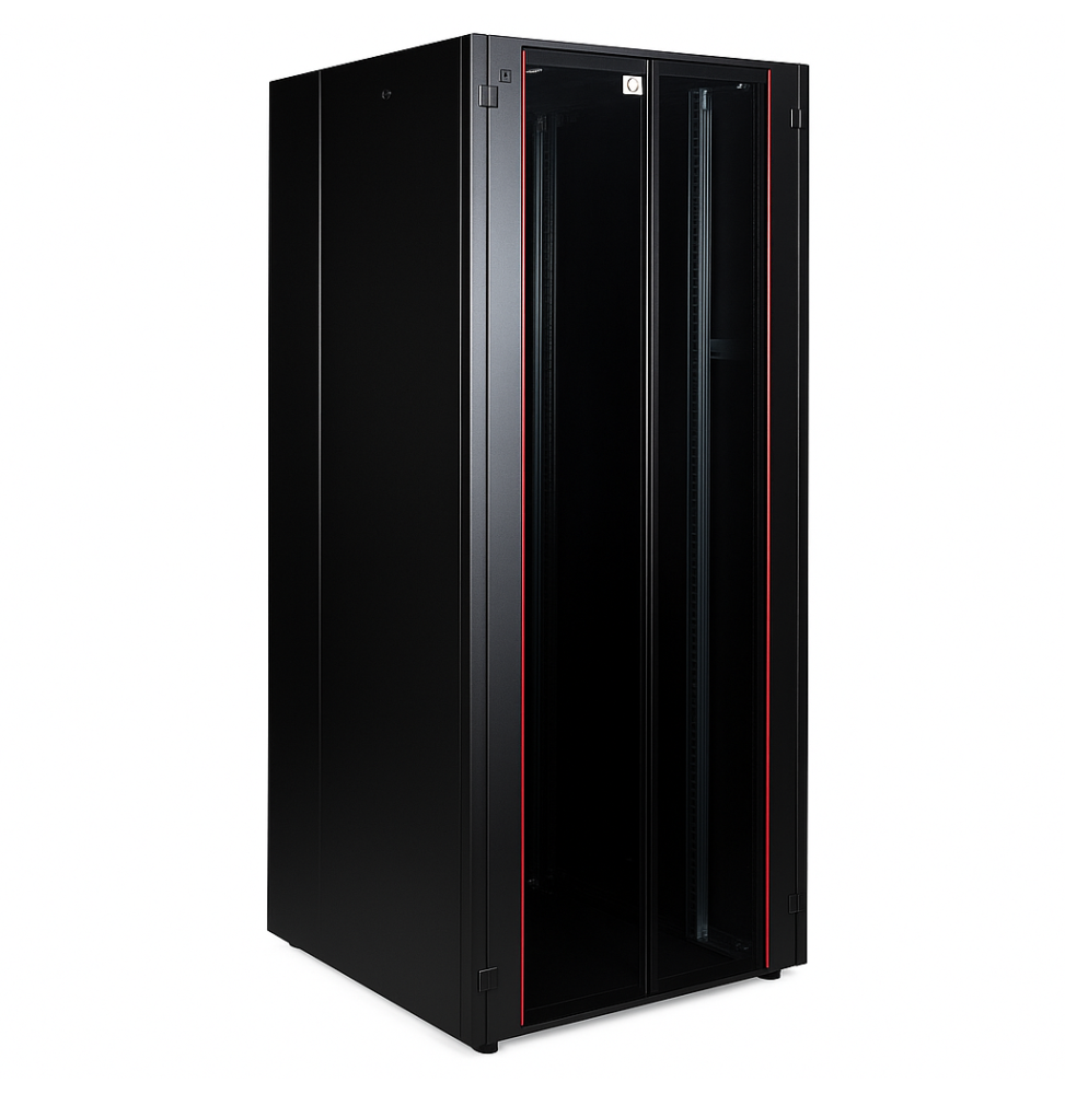 armoire hyperline lande 36u 19p 800x800mm avec porte avant en verre a double ouverture ln hl36u8080 bl b