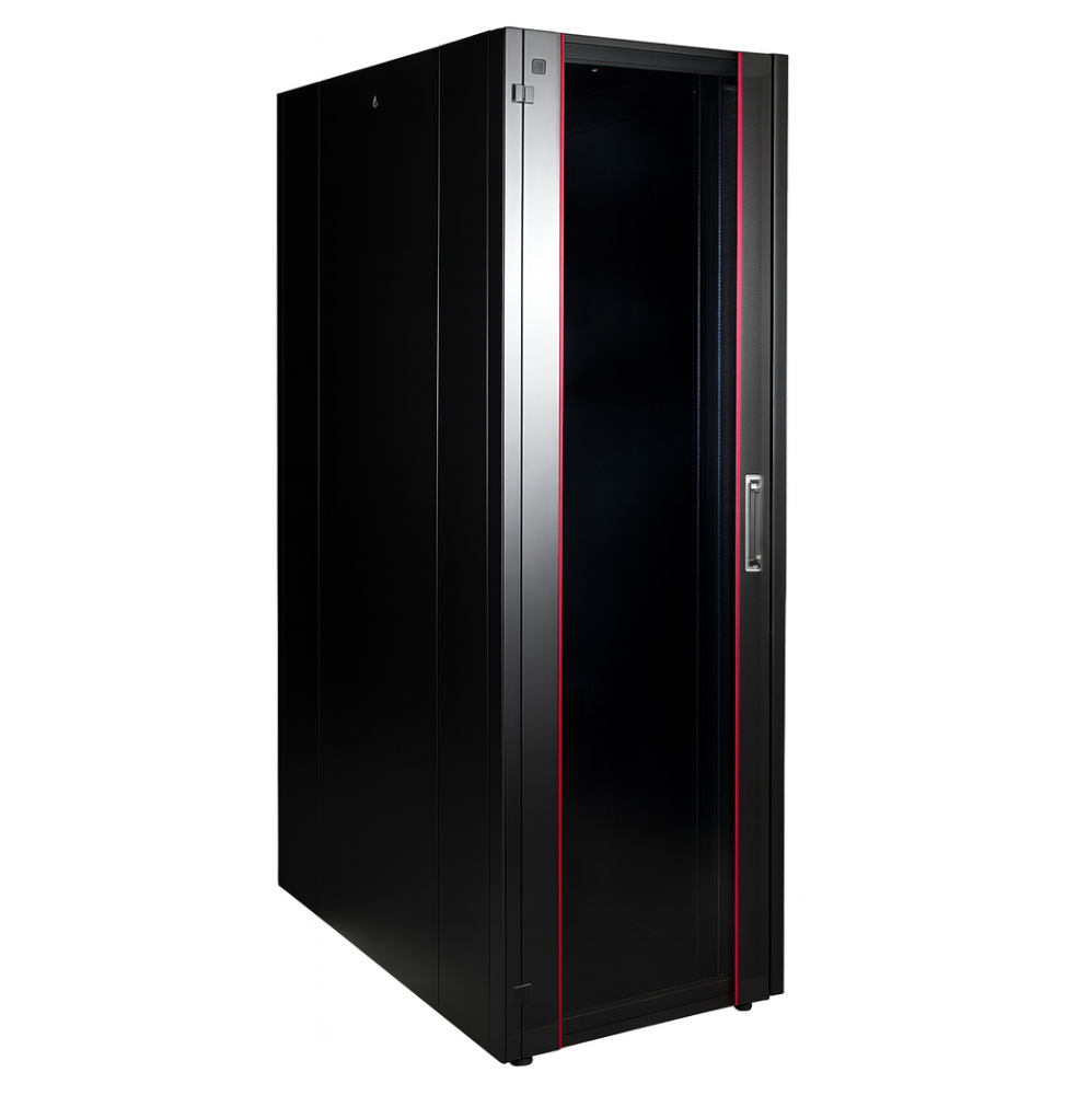 armoire hyperline lande 42u 19p 600x1000mm avec porte avant en verre a ouverture ln hl42u6010 bl b