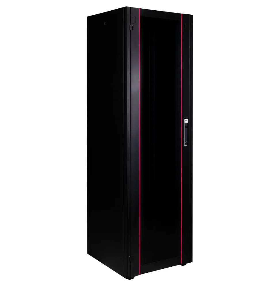 armoire hyperline lande 42u 19p 600x600mm avec porte avant en verre a ouverture ln hl42u6060 bl b