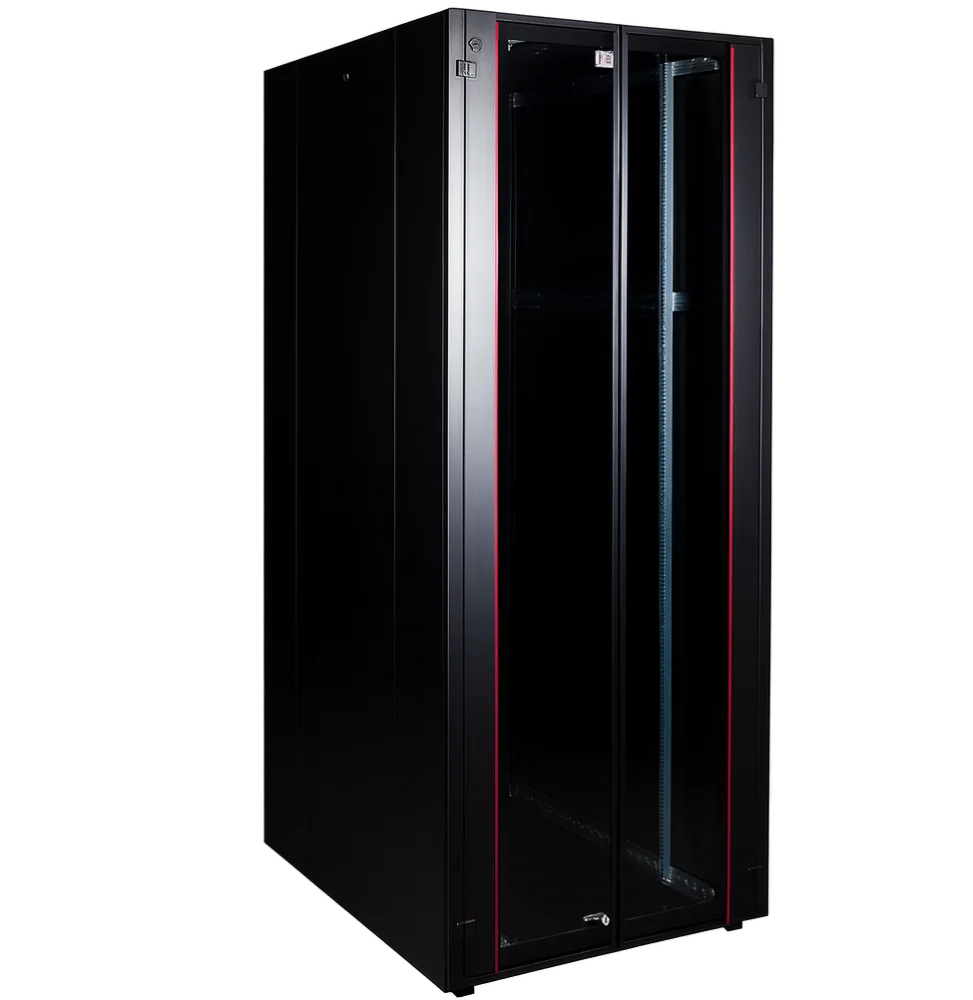 armoire hyperline lande 42u 19p 800x1000mm avec porte avant en verre a double ouverture ln hl42u8010 bl b