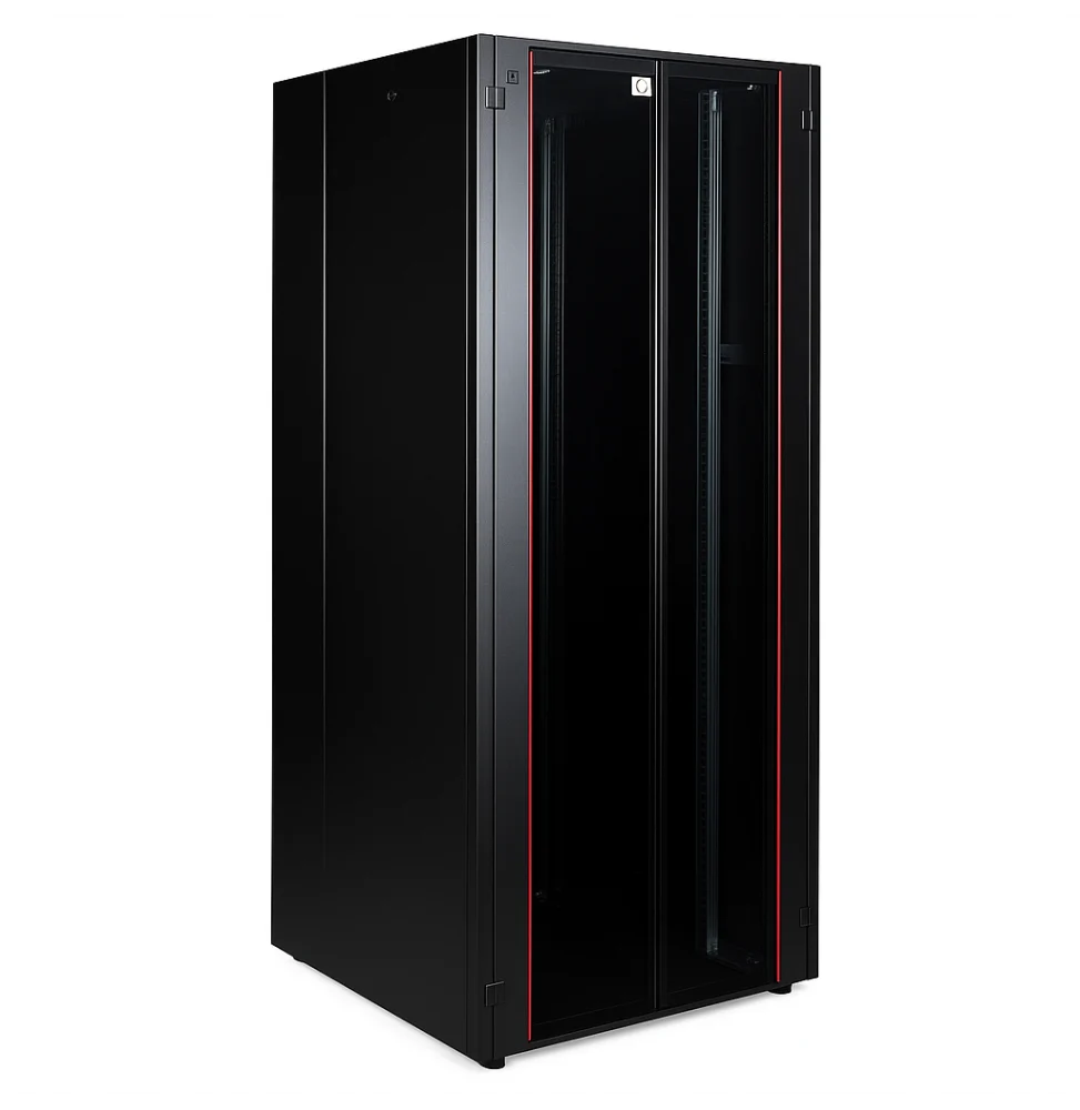 armoire hyperline lande 42u 19p 800x800mm avec porte avant en verre a double ouverture ln hl42u8080 bl b