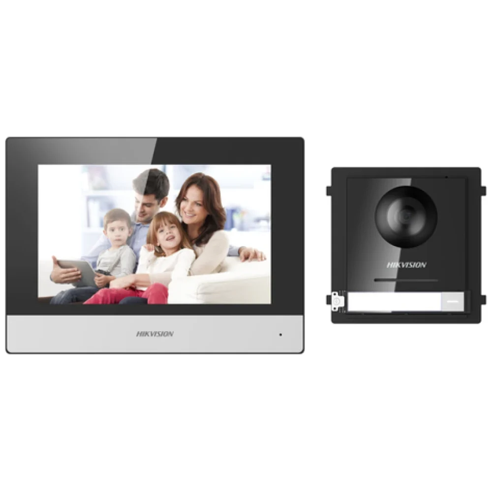 hikvision ds kis602 video intercom system 2mp 7 inch black grey