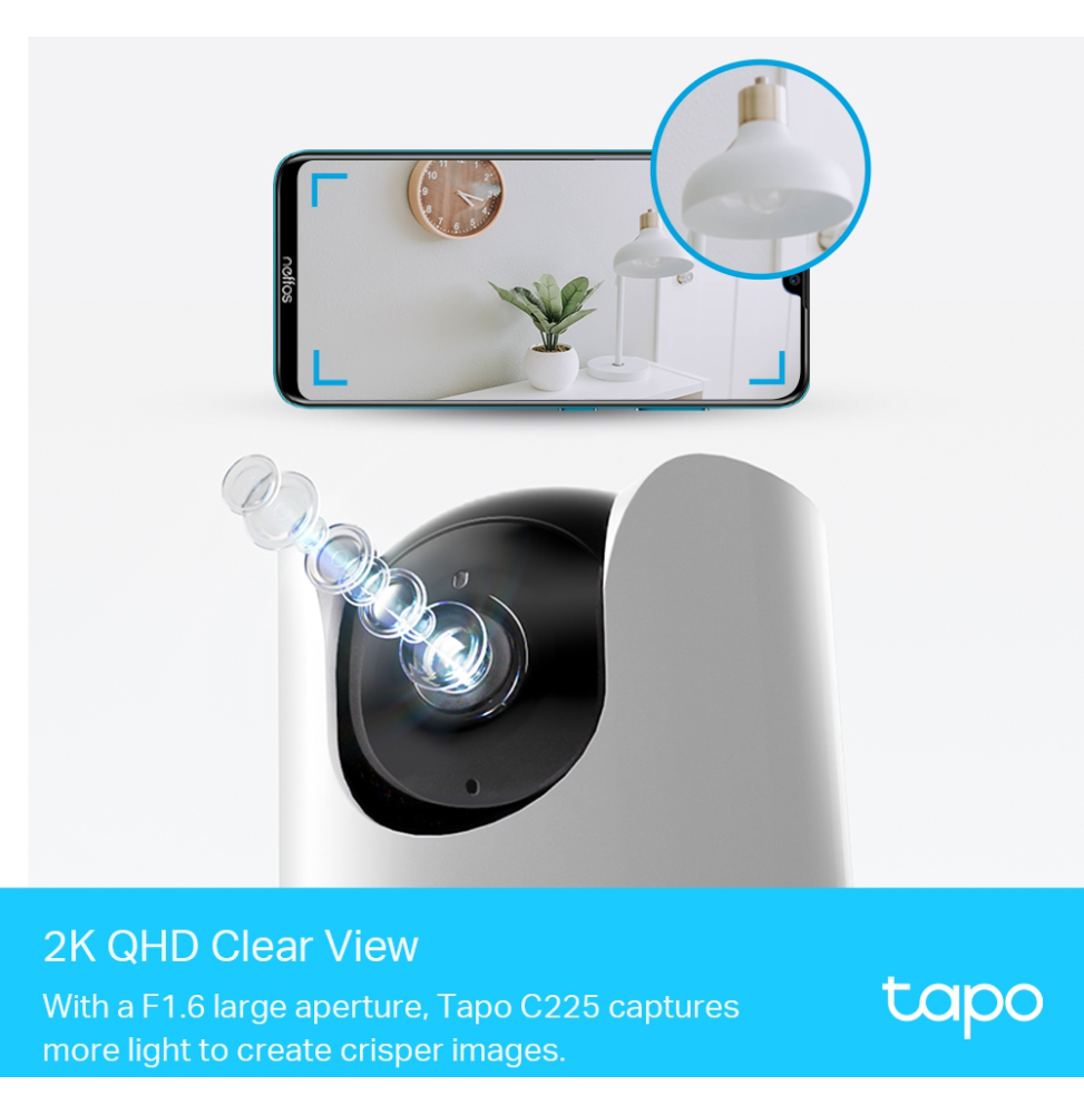camera de securite tp link tapoc225 ai panoramique et inclinable 2k wifi