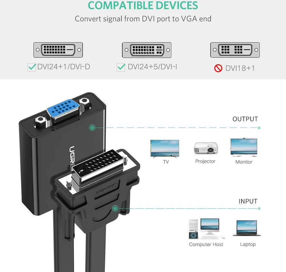 adaptateur ugreen dvi d vers vga 30 cm 40259 (1)