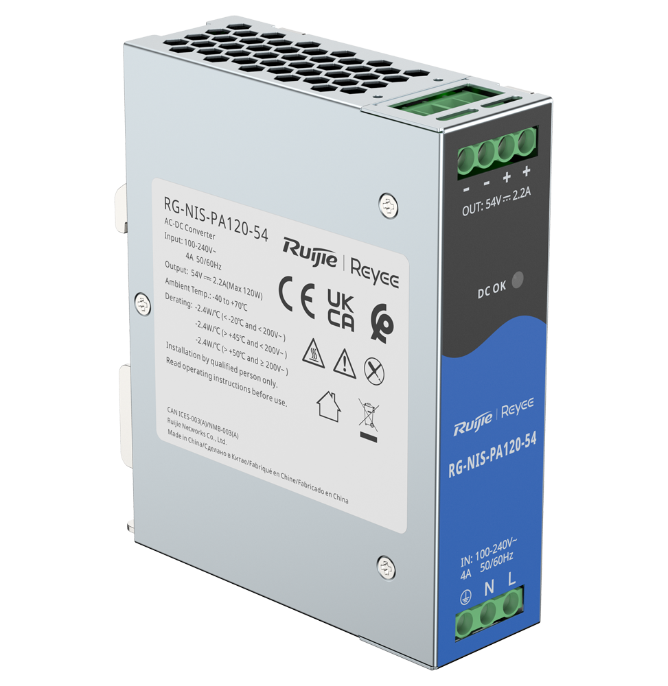 bloc dalimentation industriel reyee psu 120w pour rg nis2100 switch rg nis pa120 54
