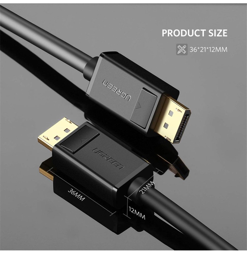 cable ugreen displayport 12 male vers male 1 metre 10244 (1)