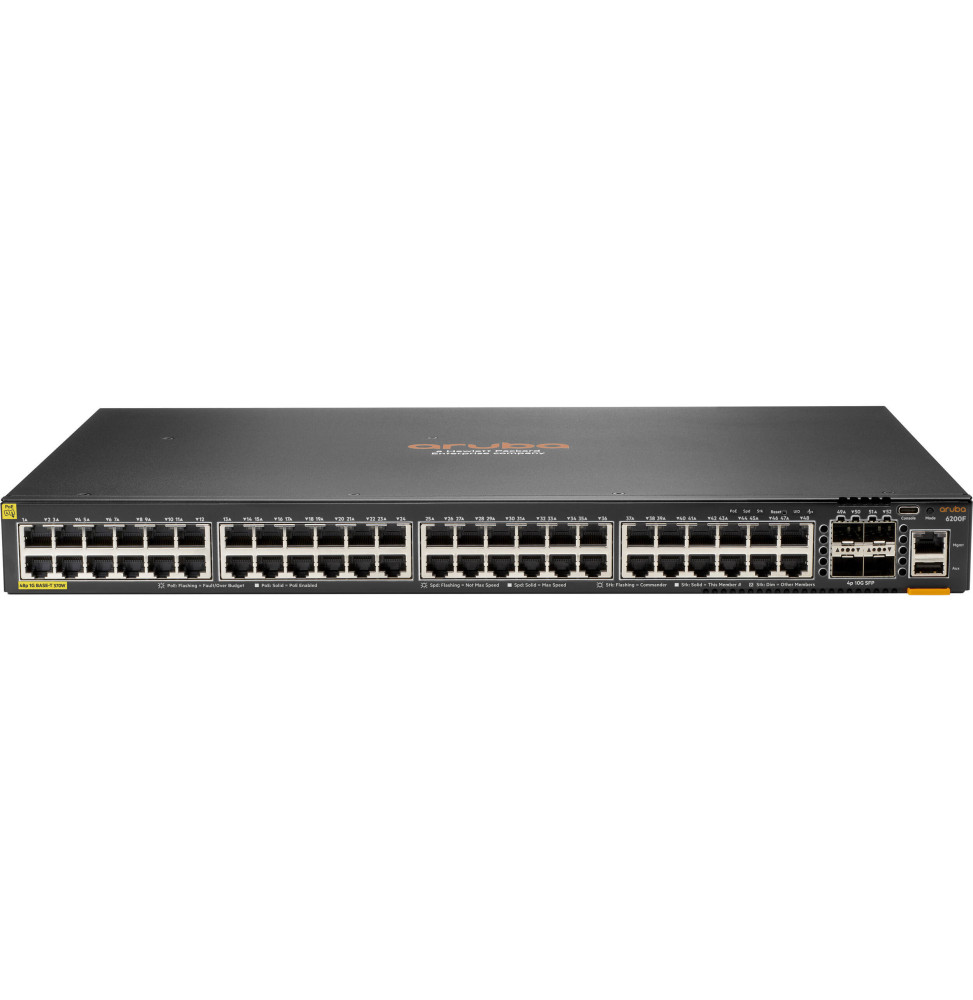 switch administrable hpe aruba 6200f 48 ports classe 4 poe 4 ports sfp 370w jl727b