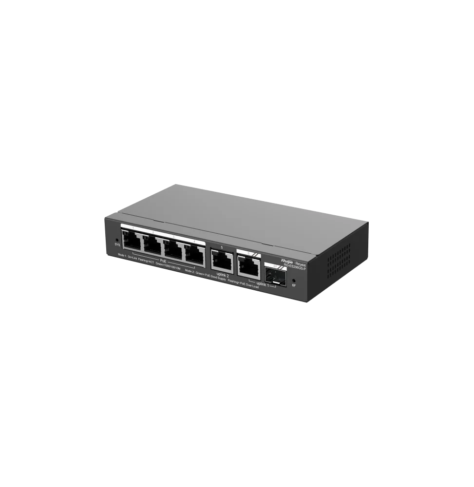 Reyee Switch Administrable RG-ES206GS-P 6 ports – 4 PoE 54W - Gtel switch administrable reyee rg es206gs p 6 ports 4 poe 54w (3)