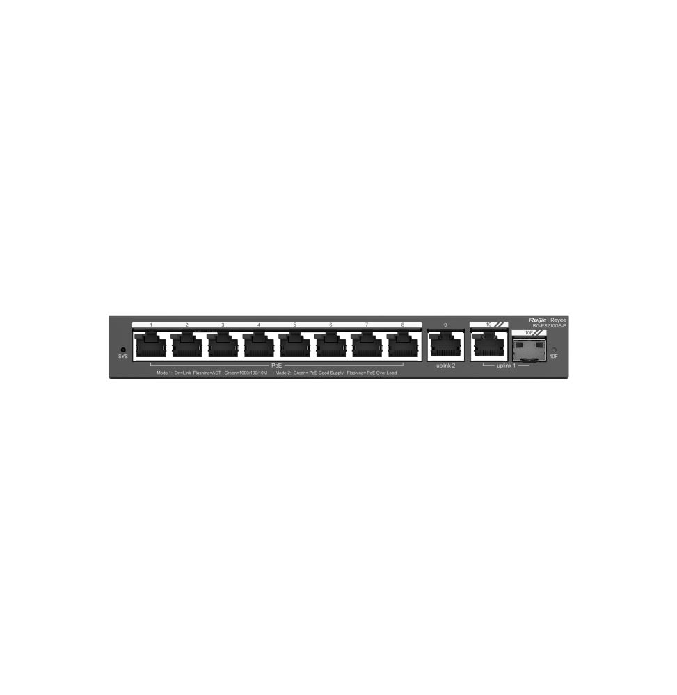 switch administrable reyee rg es210gs p 8 ports poe 1 sfp 120w (3)