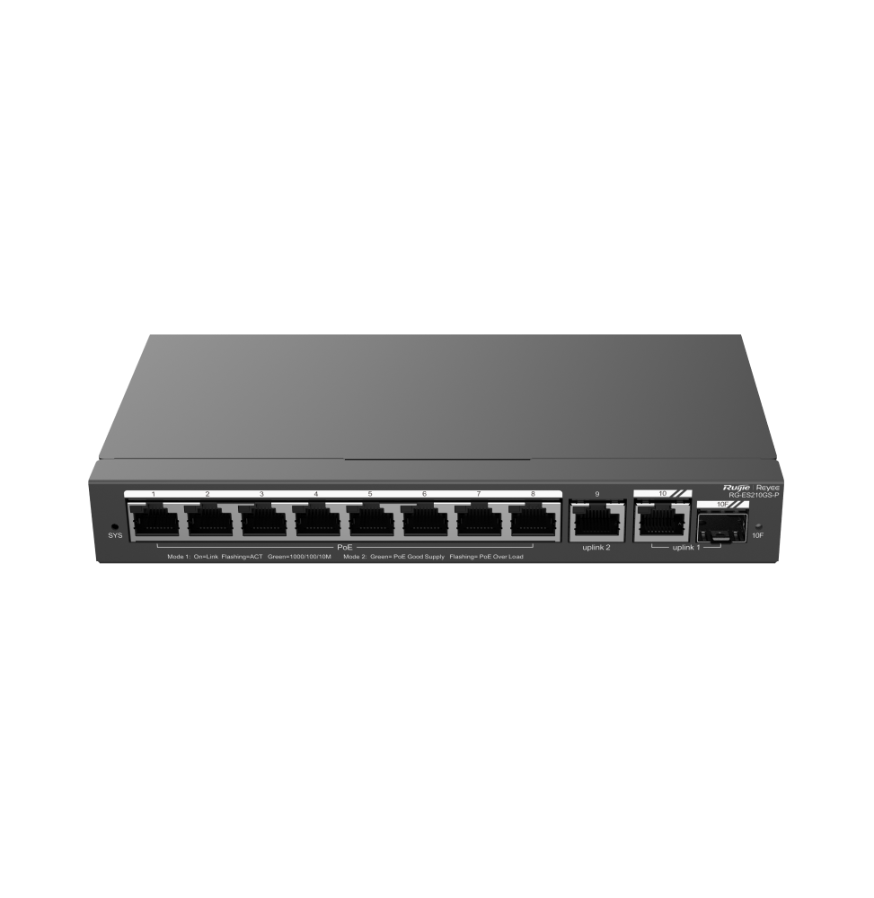 switch administrable reyee rg es210gs p 8 ports poe 1 sfp 120w