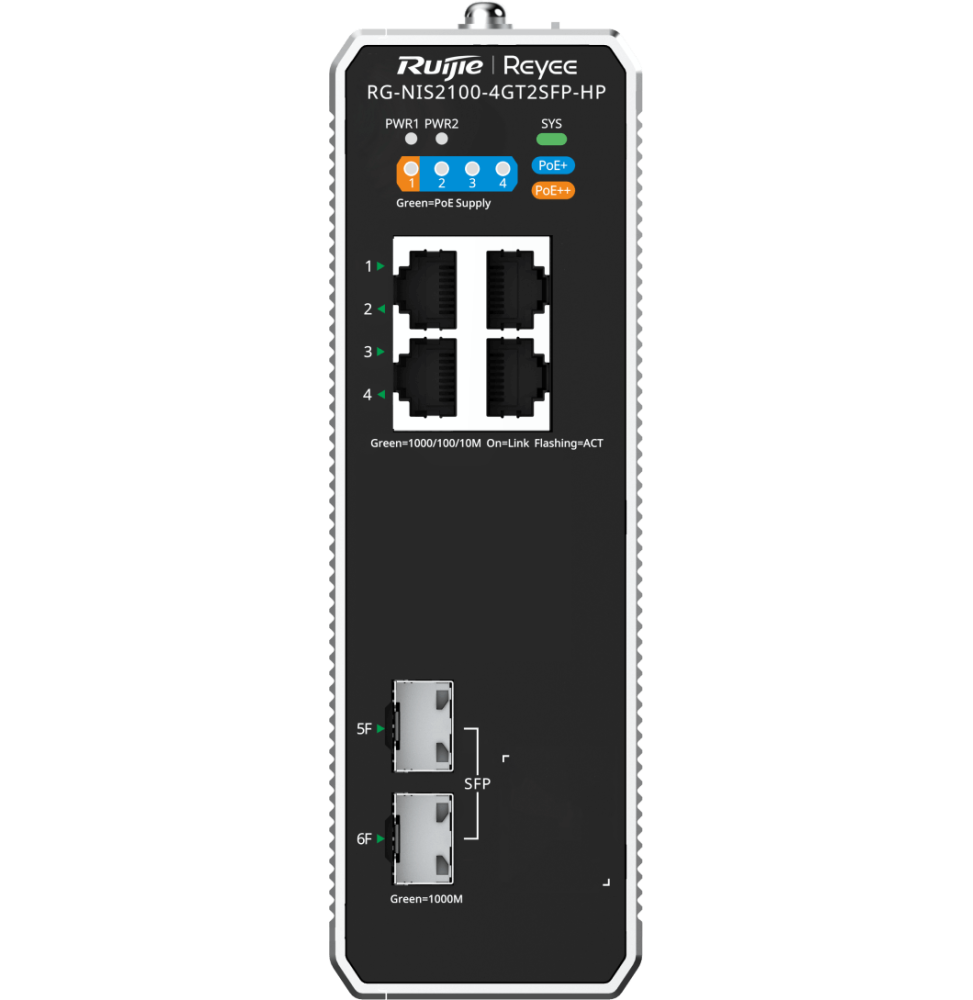 switch industriel administrable reyee nis2100 4gt2sfp hp 4 ports poe 2 sfp