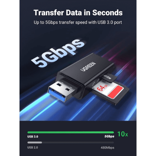 Ugreen Lecteur carte memoire SDTF USB 3.0 2en1 Noir 1.png