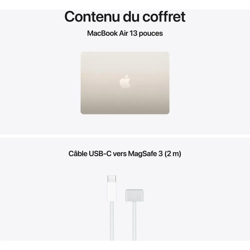 Apple MacBook Air 13” (M5) 16 Go / 512 Go – Starlight (MDHA4FN/A) - Gtel apple macbook air 13 m5 16 go 512 go starlight mdha4fn a 1.webp