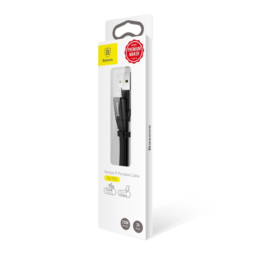 baseus cable usb lightning 2a 0 23m black calmbj b01 3.webp