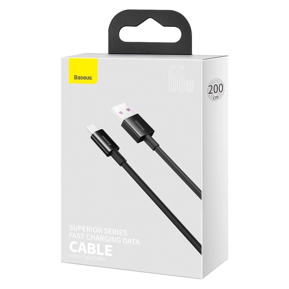Baseus Superior SuperCharge USB Cable - USB Type C 66 W (11 V / 6 A) 2 m black (CATYS-A01) - Gtel baseus superior supercharge usb cable usb type c 66 w 11 v 6 a 2 m black catys a01 4.webp