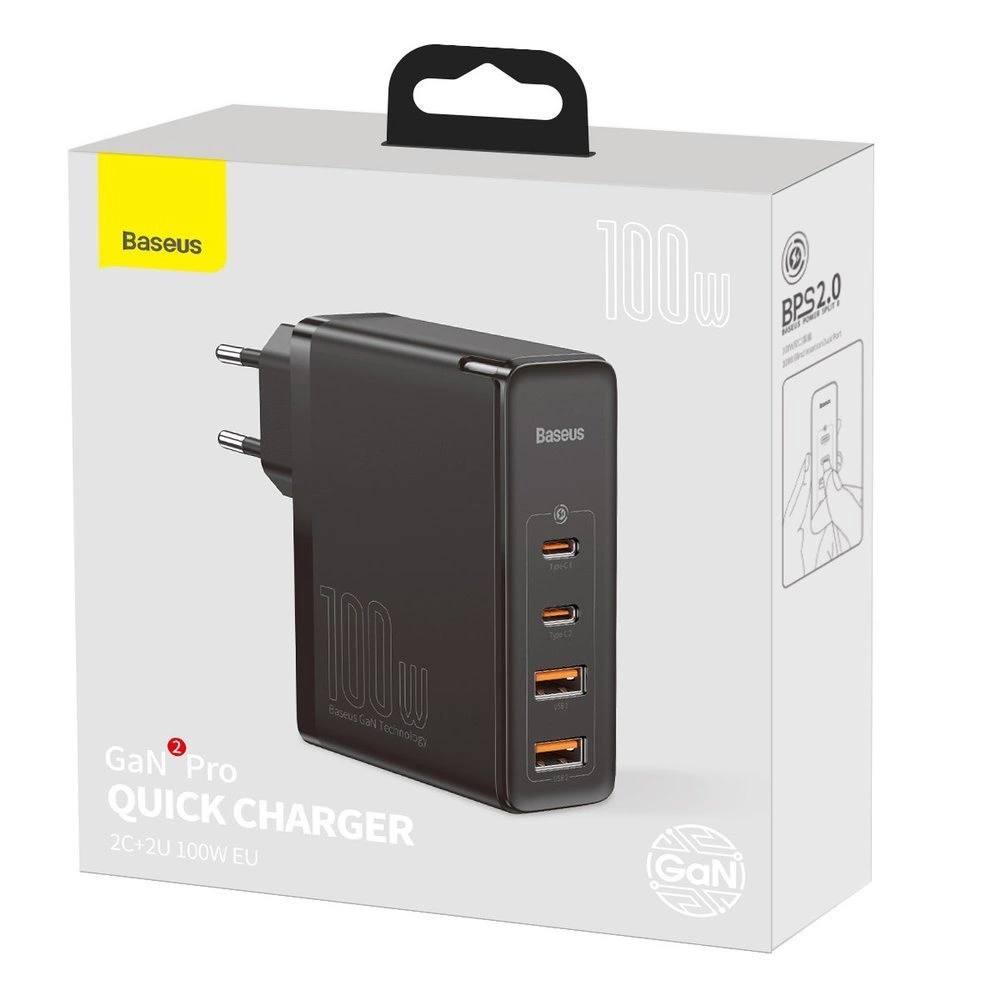 chargeur mural baseus gan2 pro 4x usb usb c qc 4 0 pd huawei scp samsung afc 100w cable ccgan2p l01 8.webp