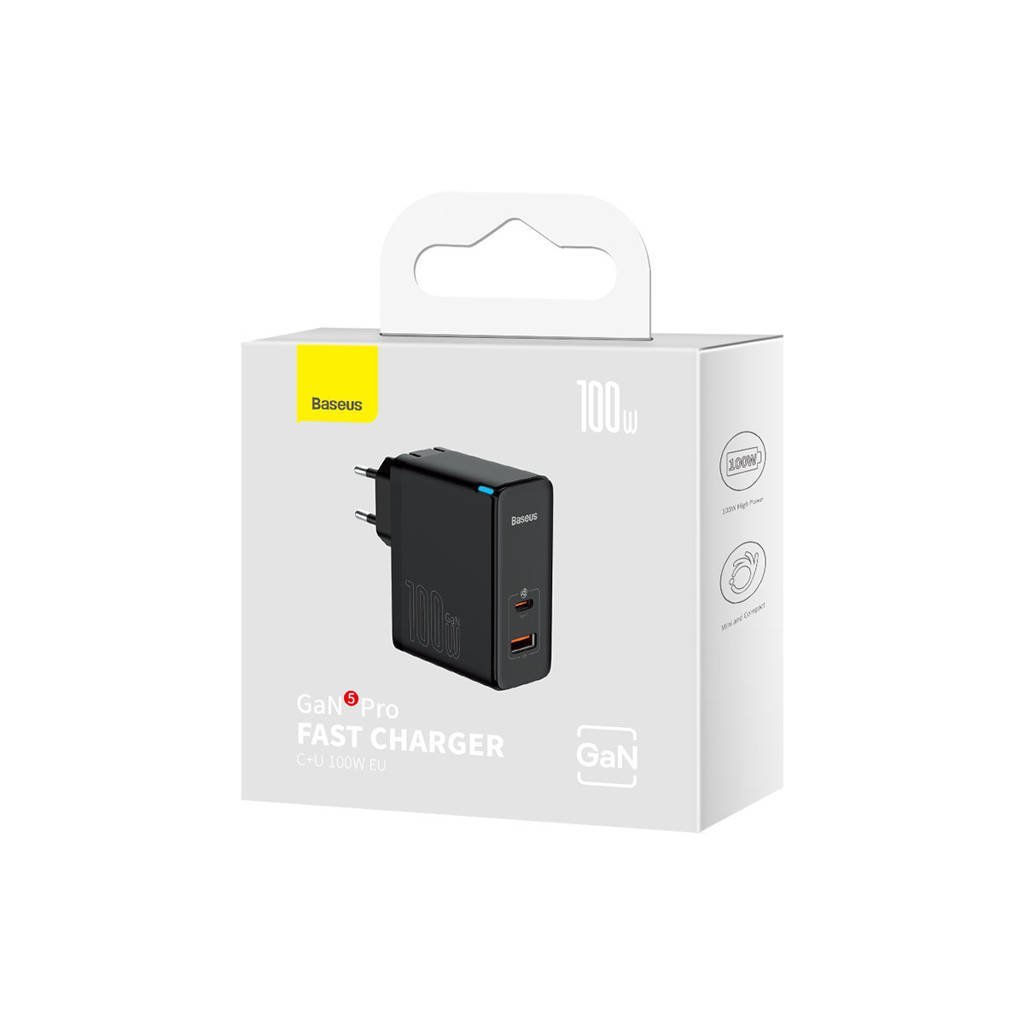 Chargeur rapide Baseus GaN5 Pro C+U 100W EU Noir (CCGP090201) - Gtel chargeur rapide baseus gan5 pro cu 100w eu noir ccgp090201 4.jpg