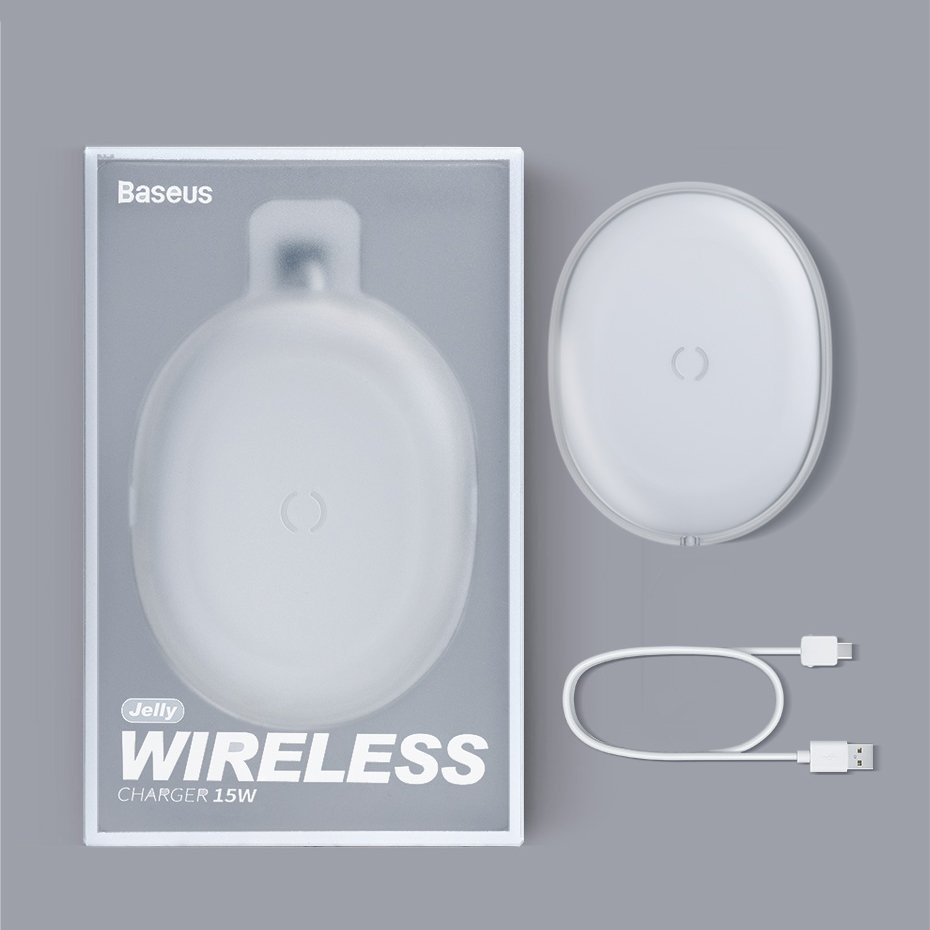 Chargeur sans fil Baseus Jelly QC 3.0, 15W, Blanc (WXGD-02) - Gtel chargeur sans fil baseus jelly qc 3 0 15w blanc wxgd 02 2.jpg