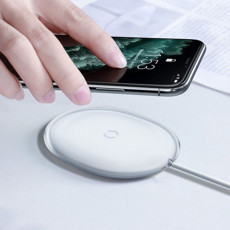 Chargeur sans fil Baseus Jelly QC 3.0, 15W, Blanc (WXGD-02) - Gtel chargeur sans fil baseus jelly qc 3 0 15w blanc wxgd 02 5.jpg