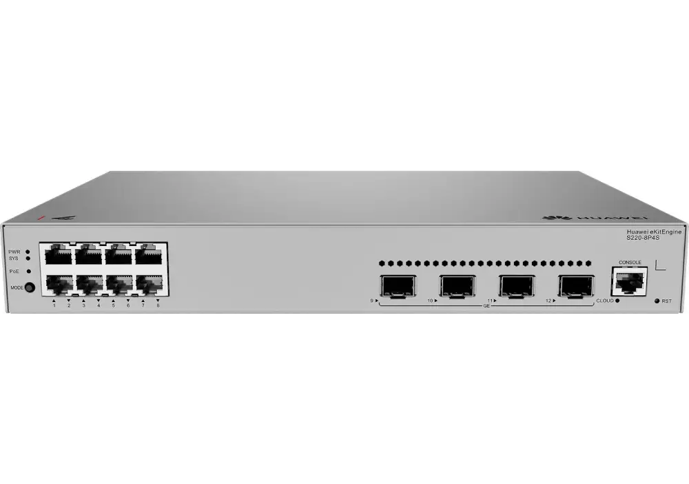 commutateur administrable huawei ekitengine s220 8p4s 8 ports ethernet gigabit poe 125 w et 4 ports sfp gigabit 98012552 (2)