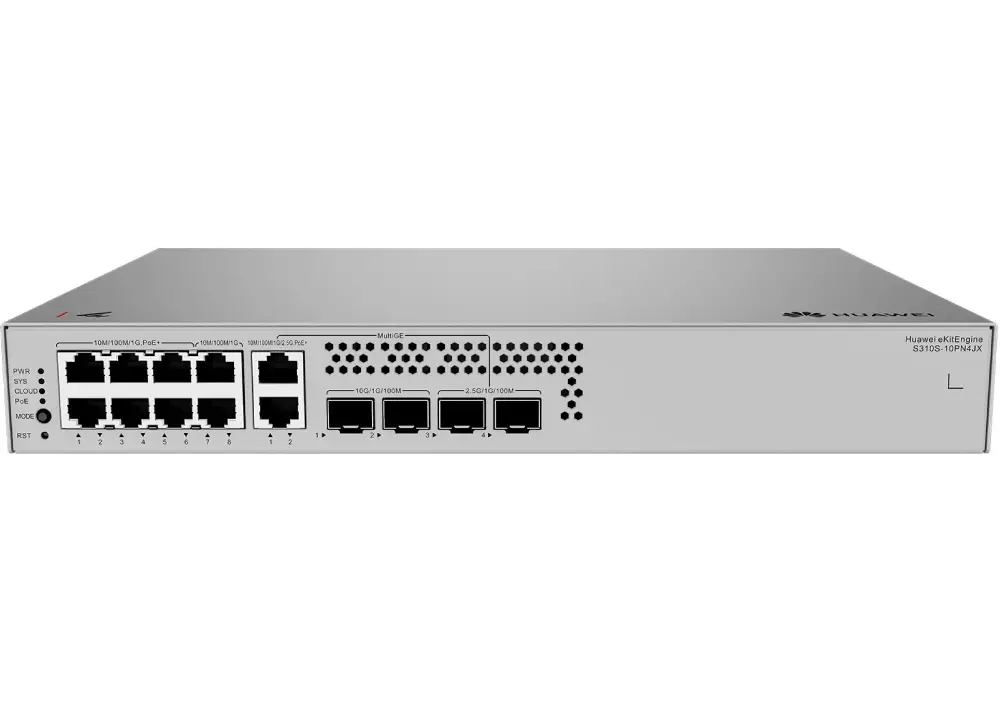 commutateur administrable huawei ekitengine s310s 10pn4jx 8 ports gigabit dont 6 poe 2 ports 25 gigabits poe et 4 liaisons montantes sfp sfp 98012481 (3)