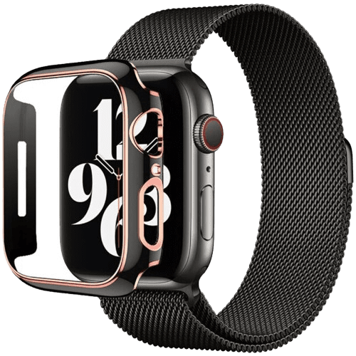 hyphen apple watch frame protector 41mm black and rose gold haw fp41bkrg7347 1.png