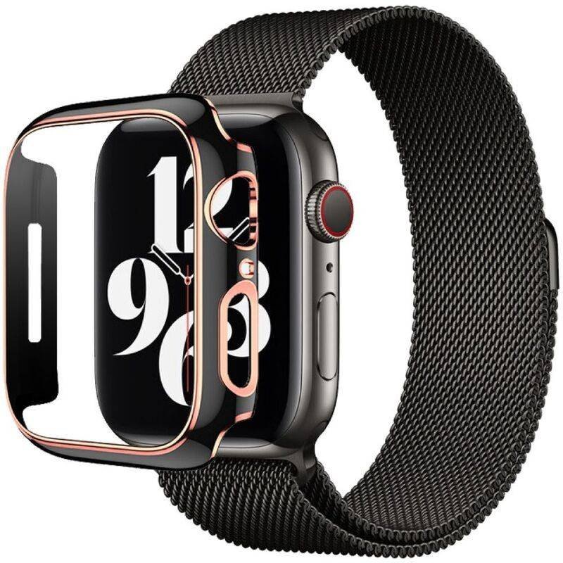 hyphen apple watch frame protector 41mm black and rose gold haw fp41bkrg7347 3.jpg