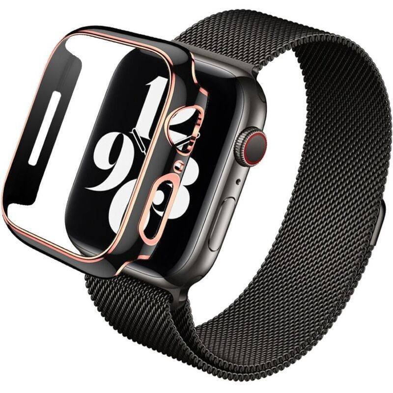 hyphen apple watch frame protector 41mm black and rose gold haw fp41bkrg7347 4.jpg