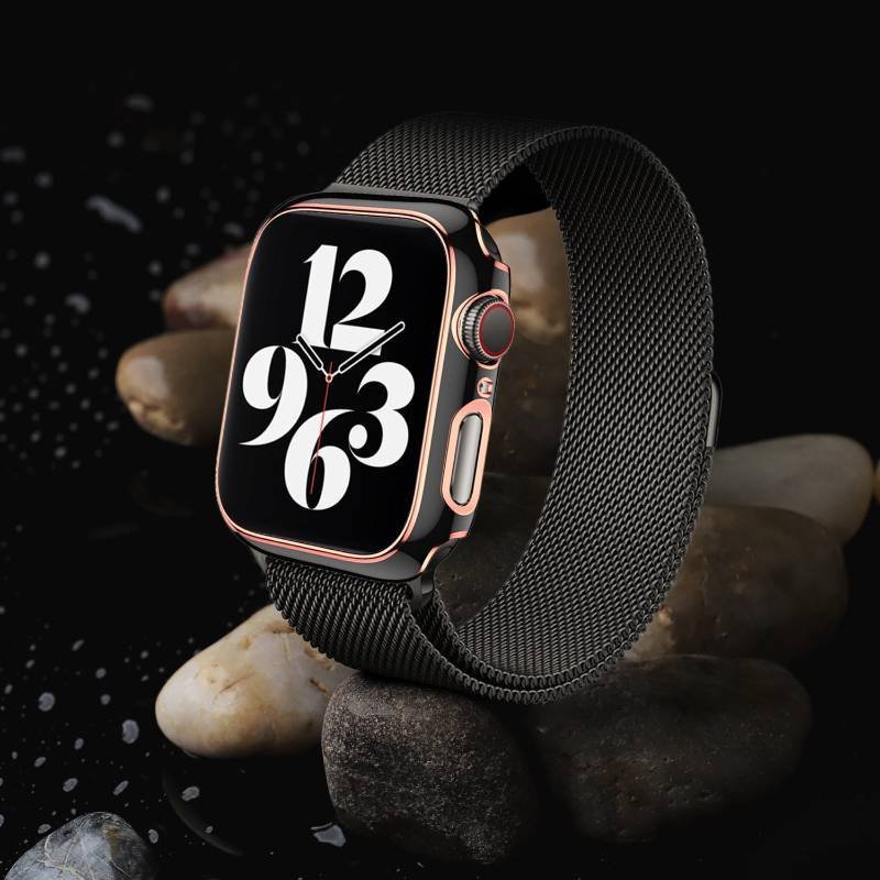 hyphen apple watch frame protector 45mm black and rose gold haw fp45bkrg7781 2.jpg