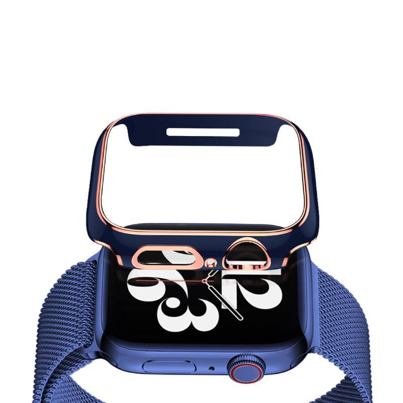 hyphen apple watch frame protector 45mm blue and rose gold haw fp45blrg7767 2.jpg