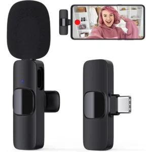 Micro-cravate sans fil 2,4 GHz Mini Lavalier pour iPhone Android Smartphone.